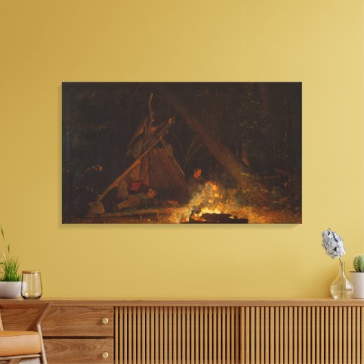 Winslow Homer Camp Fire Canvas Afdruk (Insitu (Woonkamer))