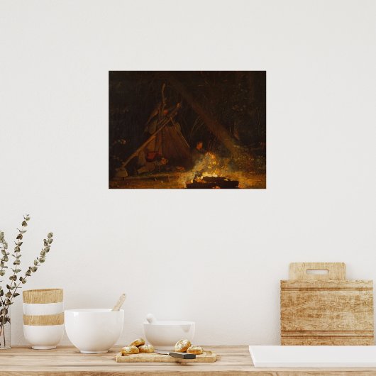  Winslow Homer Camp Fire Poster (Keuken)