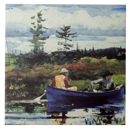 Winslow Homer: de blauwe boot, Tegeltje (Voorkant)