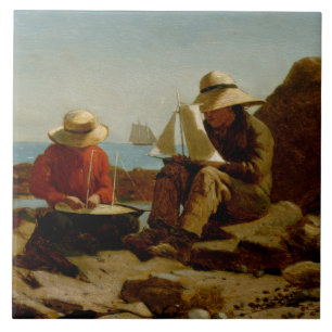 Winslow Homer - De Boat Builders Tegeltje