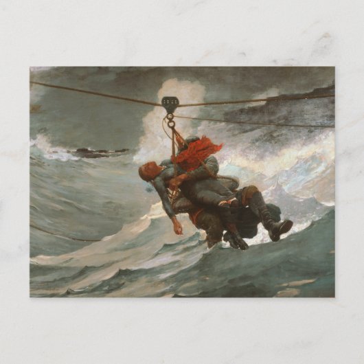 Winslow Homer - De levenslijn Briefkaart (Voorkant)