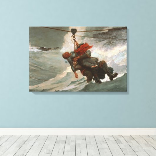 Winslow Homer - De levenslijn Canvas Afdruk (Insitu (Houten vloer))
