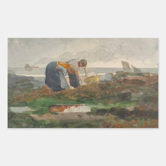 Winslow Homer - De mosselbewaarders Rechthoekige Sticker (Voorkant)