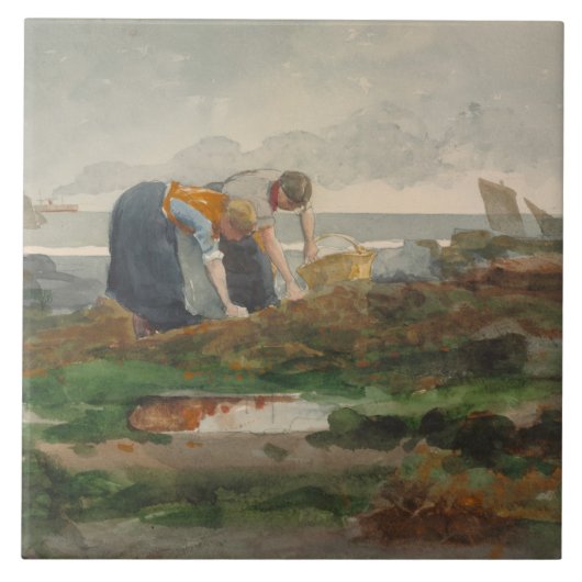 Winslow Homer - De mosselbewaarders Tegeltje (Voorkant)