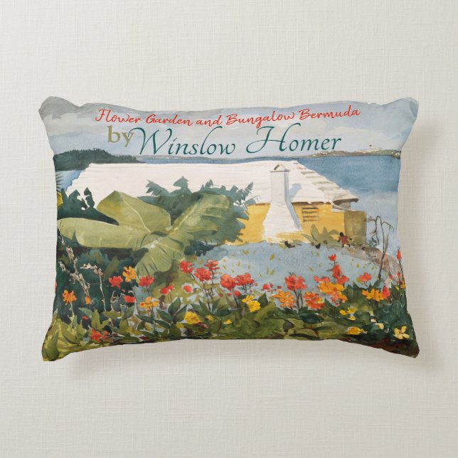 Winslow Homer Flower Garden en Bungalow Bermuda Accent Kussen (Voorkant)