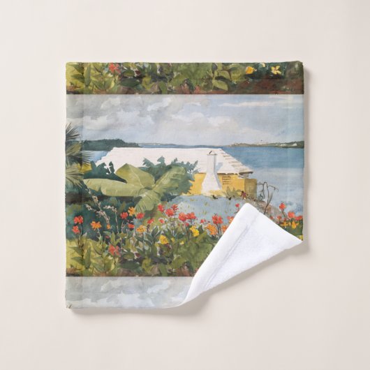 Winslow Homer Flower Garden en Bungalow Bermuda Bad Handdoek (Wasdoekje)