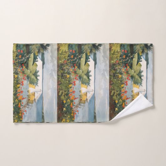 Winslow Homer Flower Garden en Bungalow Bermuda Bad Handdoek (Handdoek)