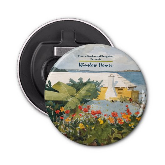 Winslow Homer Flower Garden en Bungalow Bermuda Button Flesopener (Voorkant)