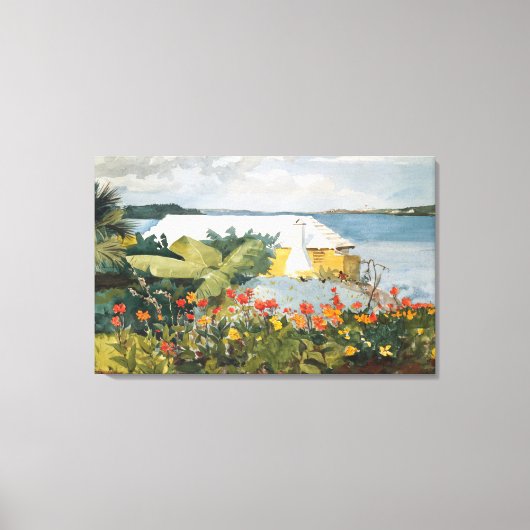 Winslow Homer Flower Garden en Bungalow Bermuda Canvas Afdruk (Voorkant)