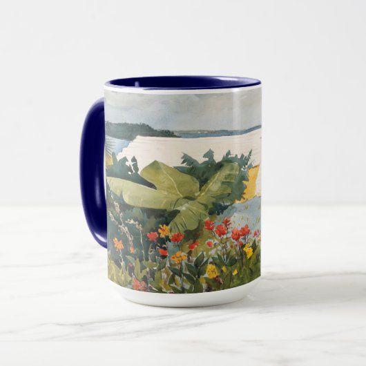 Winslow Homer Flower Garden en Bungalow Bermuda Mok (Voorkant links)