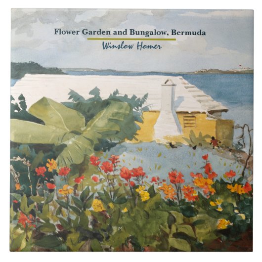 Winslow Homer Flower Garden en Bungalow Bermuda Tegeltje (Voorkant)
