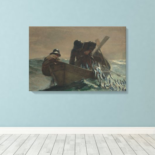 Winslow Homer - het haringnet Canvas Afdruk (Insitu (Houten vloer))