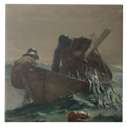 Winslow Homer - het haringnet Tegeltje (Voorkant)