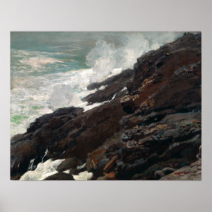 Winslow Homer High Cliff, kust van Maine Poster