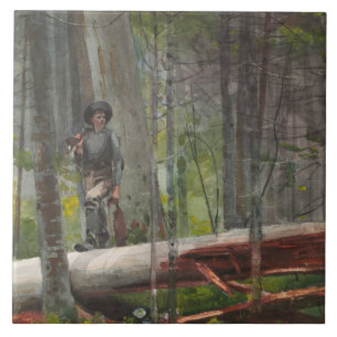 Winslow Homer - Hunter in de Adirondacks Tegeltje