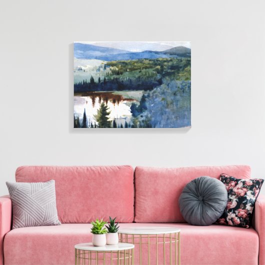 Winslow Homer - Indian Village Adirondacks Canvas Afdruk (Insitu (Woonkamer))