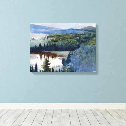 Winslow Homer - Indian Village Adirondacks Canvas Afdruk (Insitu (Houten vloer))