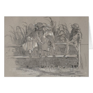Winslow Homer - Kinderen die op een hek zitten