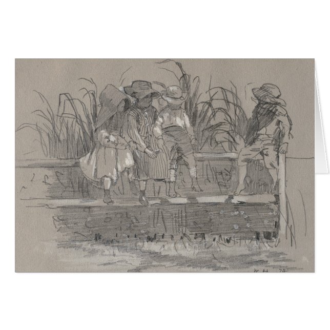 Winslow Homer - Kinderen die op een hek zitten (Voorkant Horizontaal)