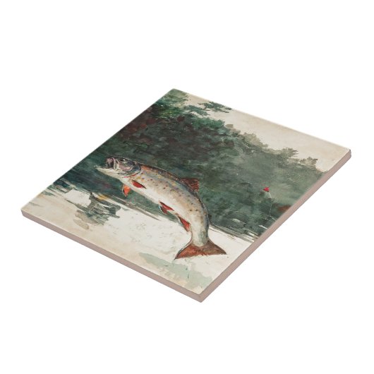 Winslow Homer Leaping Trout Tile Tegeltje (Zijkant)