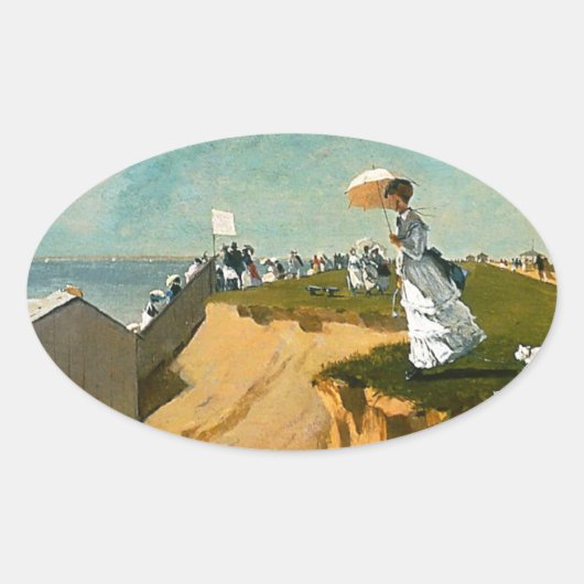 Winslow Homer - Long Branch, New Jersey Ovale Sticker (Voorkant)