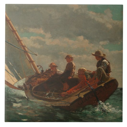 Winslow Homer - Opbroeden (een eerlijke wind) Tegeltje (Voorkant)