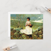 Winslow Homer - Perzikbloesem Kaart (Voorkant / Achterkant in situ)