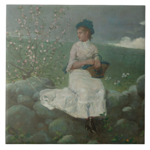 Winslow Homer - Perzikbloesems Tegeltje