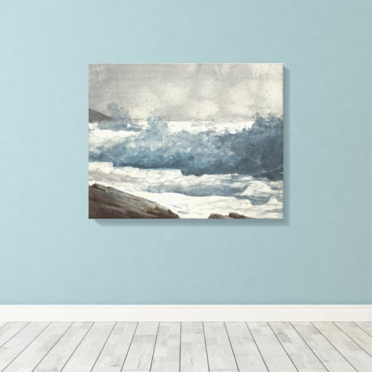 Winslow Homer - Prout's Neck, Breakers Canvas Afdruk (Insitu (Houten vloer))