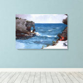 Winslow Homer Rocky Shore, Bermuda Canvas Afdruk (Insitu (Houten vloer))