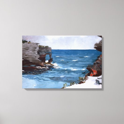 Winslow Homer Rocky Shore, Bermuda Canvas Afdruk (Voorkant)