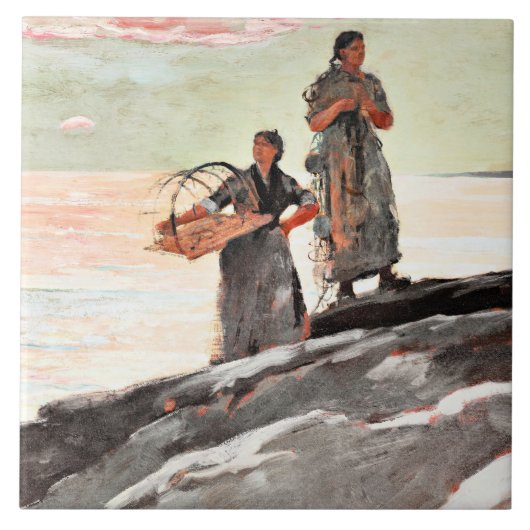 Winslow Homer - Saco Bay, beroemd schilderij Tegeltje (Voorkant)