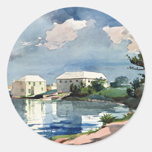 Winslow Homer, Salt Kettle, Bermuda Ronde Sticker (Voorkant)