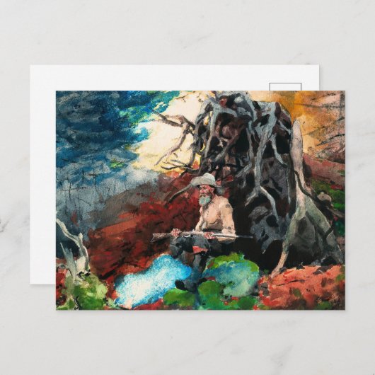 Winslow Homer schilderij, Campfire, Adirondacks Briefkaart (Voorkant / Achterkant)