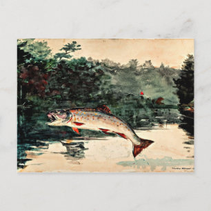 Winslow Homer-schilderij, Leaping-forel Briefkaart