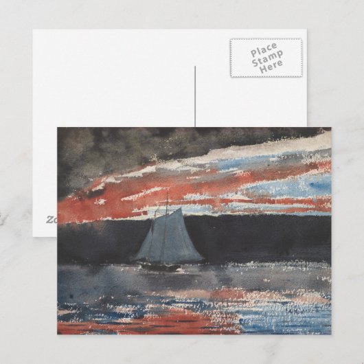 Winslow Homer - Schooner op Sunset Briefkaart (Voorkant / Achterkant)