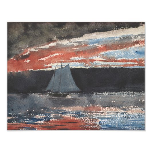 Winslow Homer - Schooner op Sunset Foto Afdruk (Voorkant)