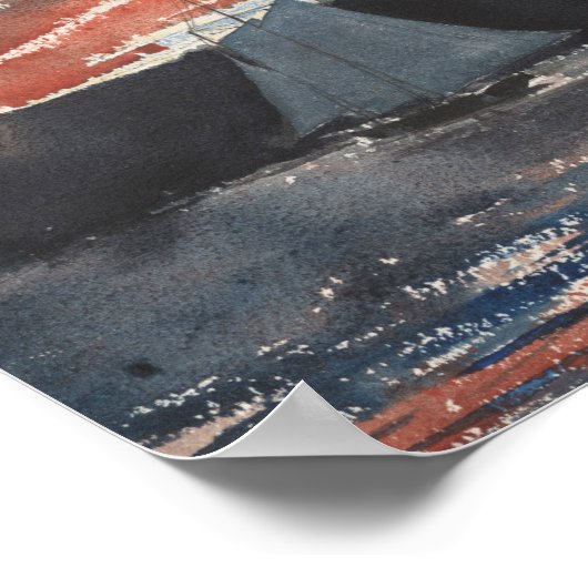 Winslow Homer - Schooner op Sunset Poster (Hoek)