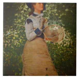 Winslow Homer the Butterfly Girl Tegeltje