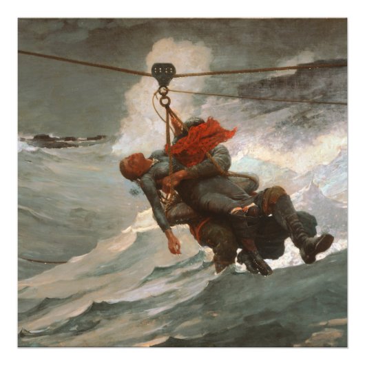  winslow Homer the Life Line Foto Afdruk (Voorkant)