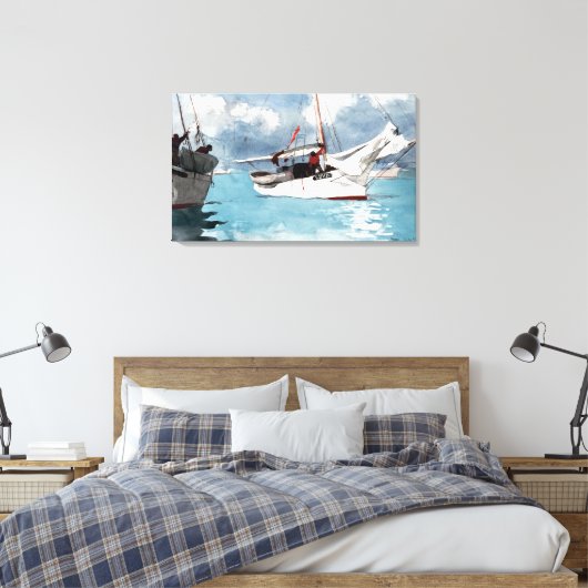 Winslow Homer Vist Boats, Key West Canvas Afdruk (Insitu (Slaapkamer))