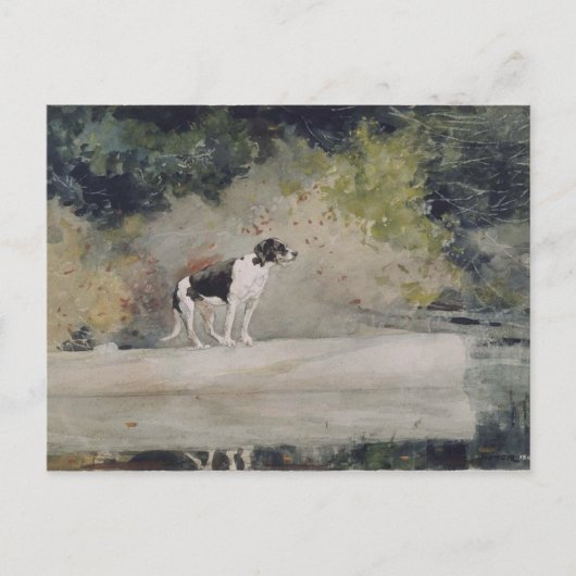 Winslow Homer Waterverf Dog op log Briefkaart (Voorkant)
