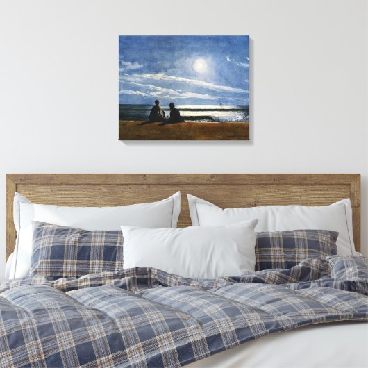 Winslow Homer waterverf, Moonlight Canvas Afdruk (Insitu (Slaapkamer))