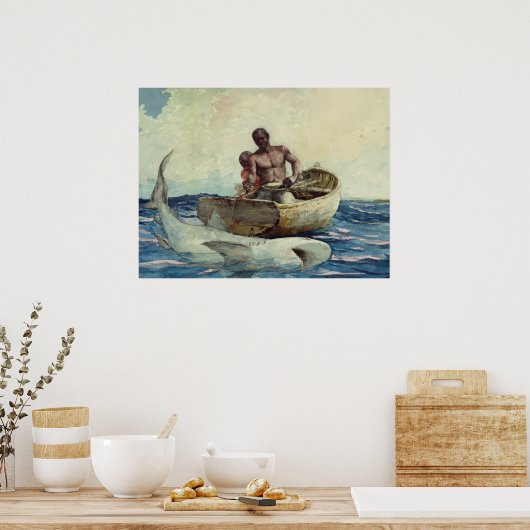  Winslow Homer Waterverf Shark Vist Poster (Keuken)