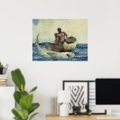  Winslow Homer Waterverf Shark Vist Poster (Thuiskantoor)