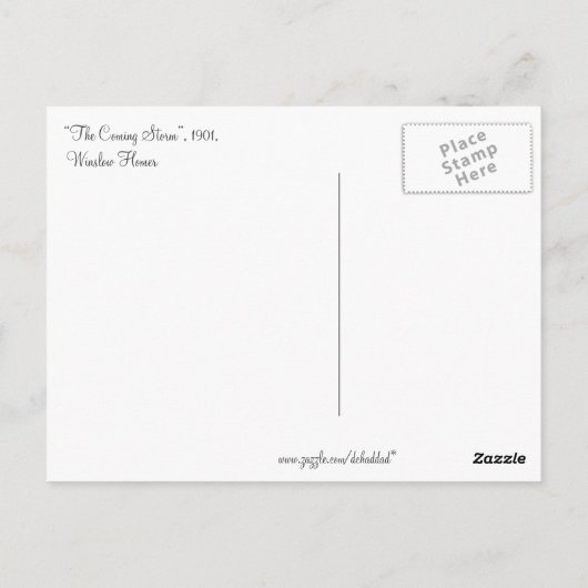 Winslow Homer's "Het komende Storm" Briefkaart (Achterkant)