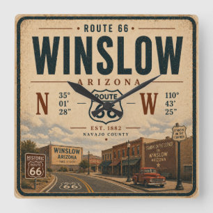 Winslow Vintage Amerikaanse Roadtrip Vierkante Klok