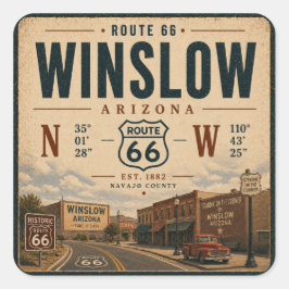 Winslow Vintage Amerikaanse Roadtrip Vierkante Sticker