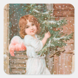 Winsome Angel met kerst Vierkante Sticker
