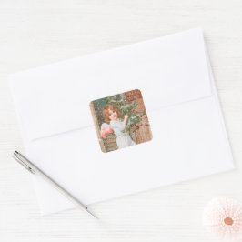 Winsome Angel met kerst Vierkante Sticker